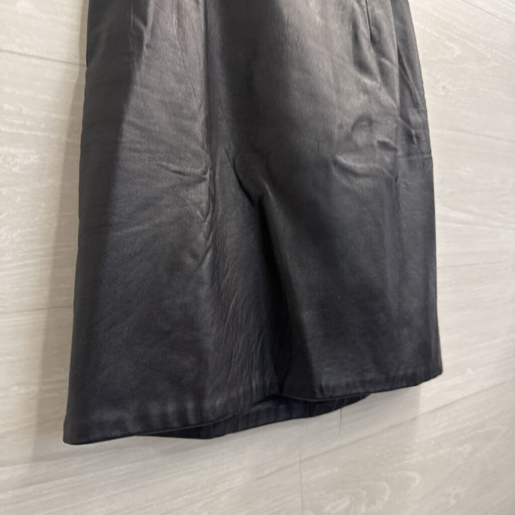 Ann Taylor Black Leather Mini Skirt 6