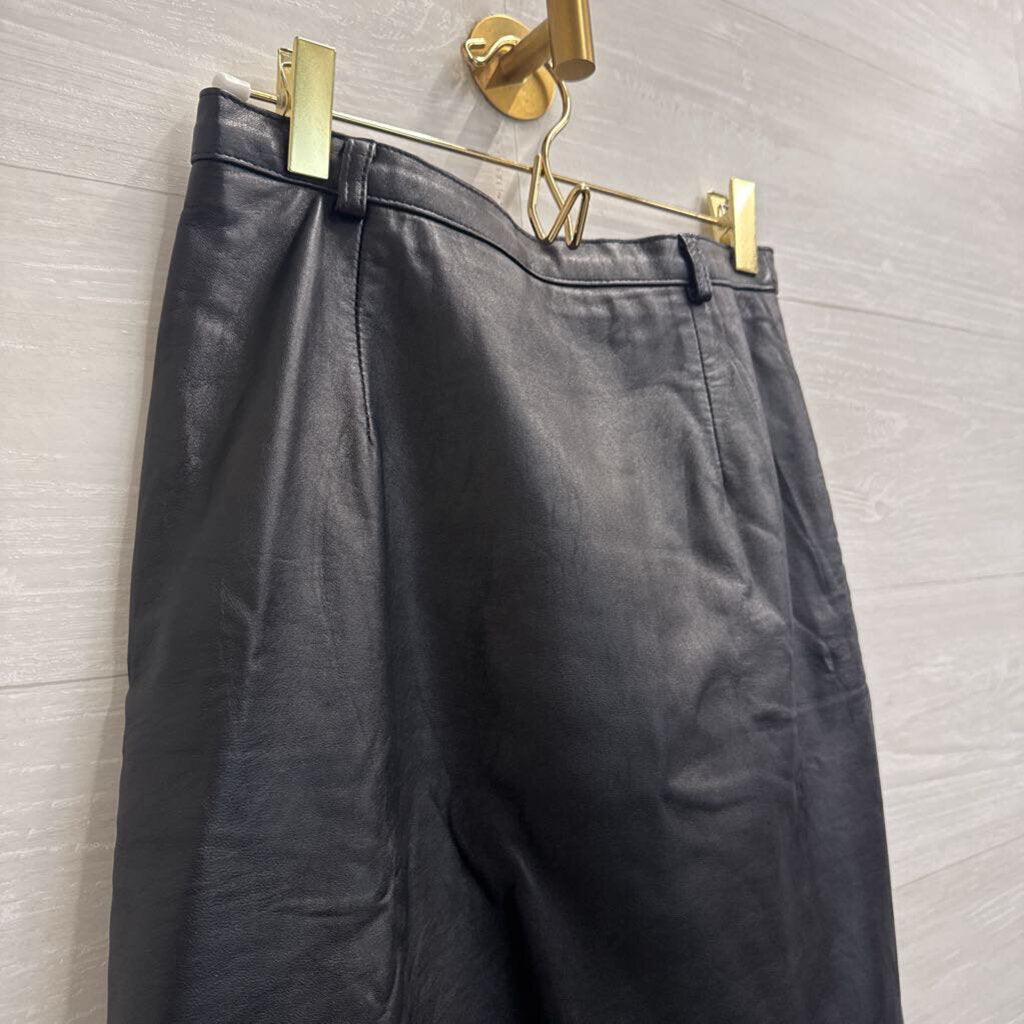 Ann Taylor Black Leather Mini Skirt 6