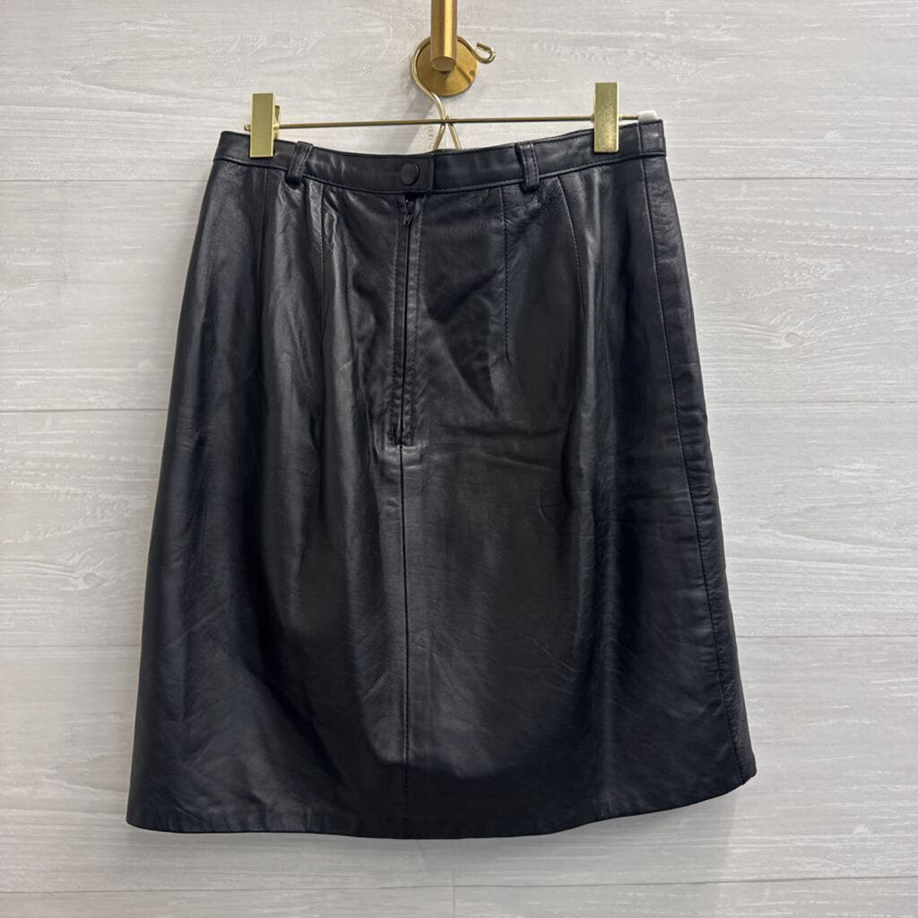 Ann Taylor Black Leather Mini Skirt 6