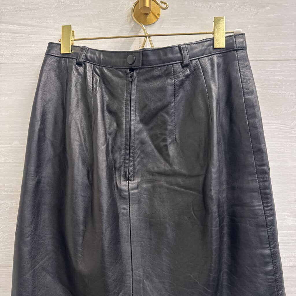 Ann Taylor Black Leather Mini Skirt 6