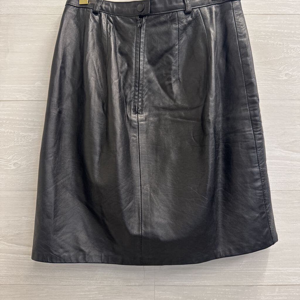 Ann Taylor Black Leather Mini Skirt 6