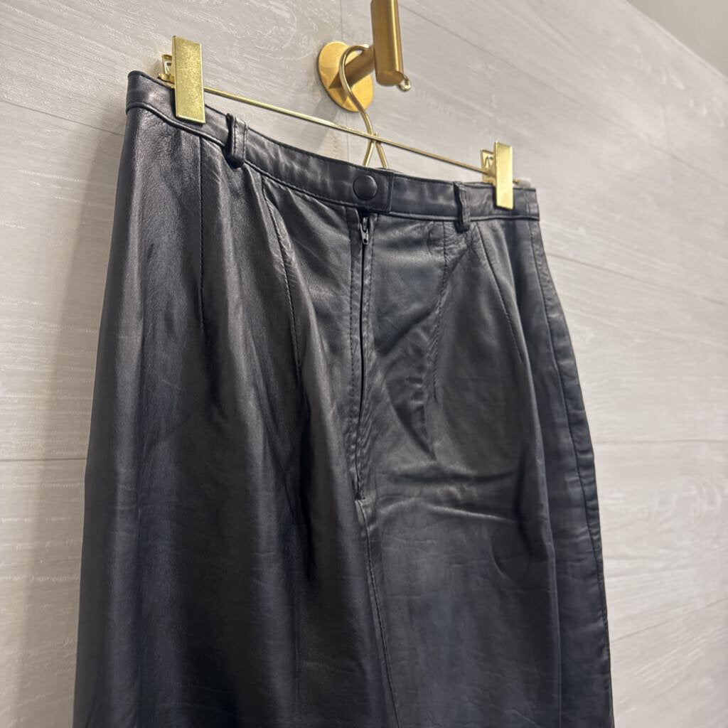 Ann Taylor Black Leather Mini Skirt 6