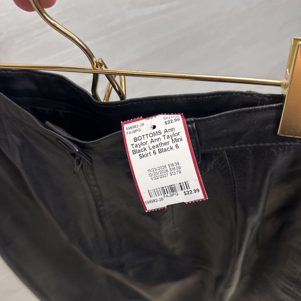 Ann Taylor Black Leather Mini Skirt 6