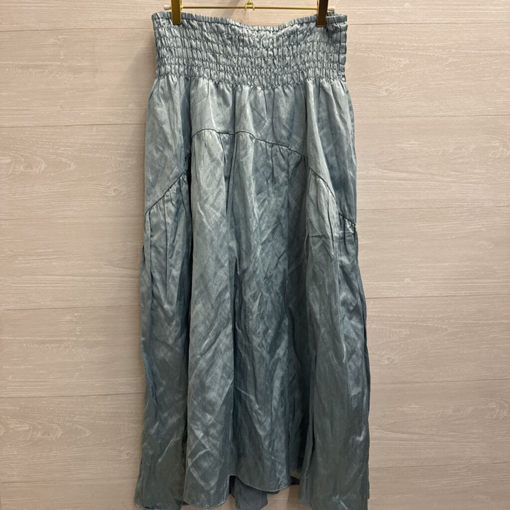 Vince Blue Silky Smocked Waist Maxi Skirt Large