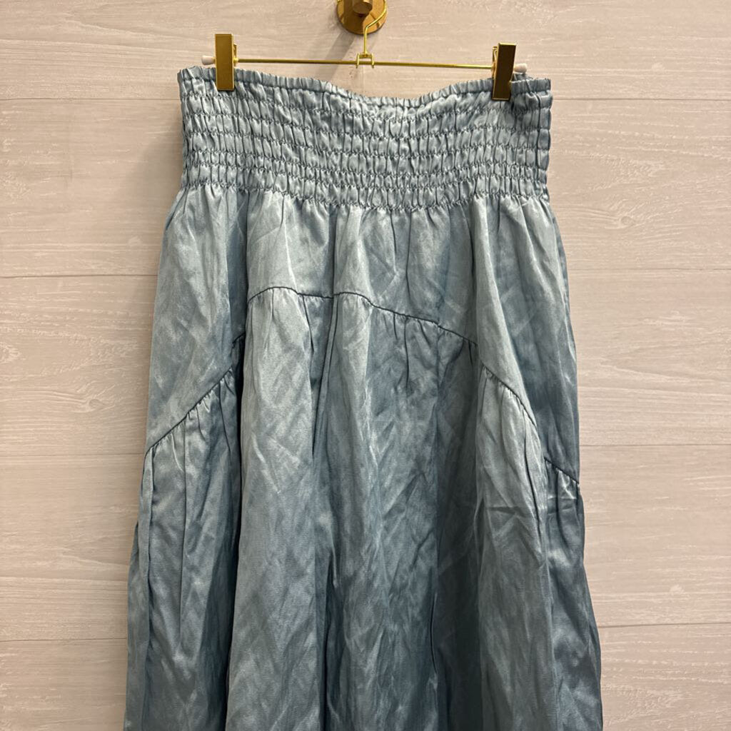 Vince Blue Silky Smocked Waist Maxi Skirt Large