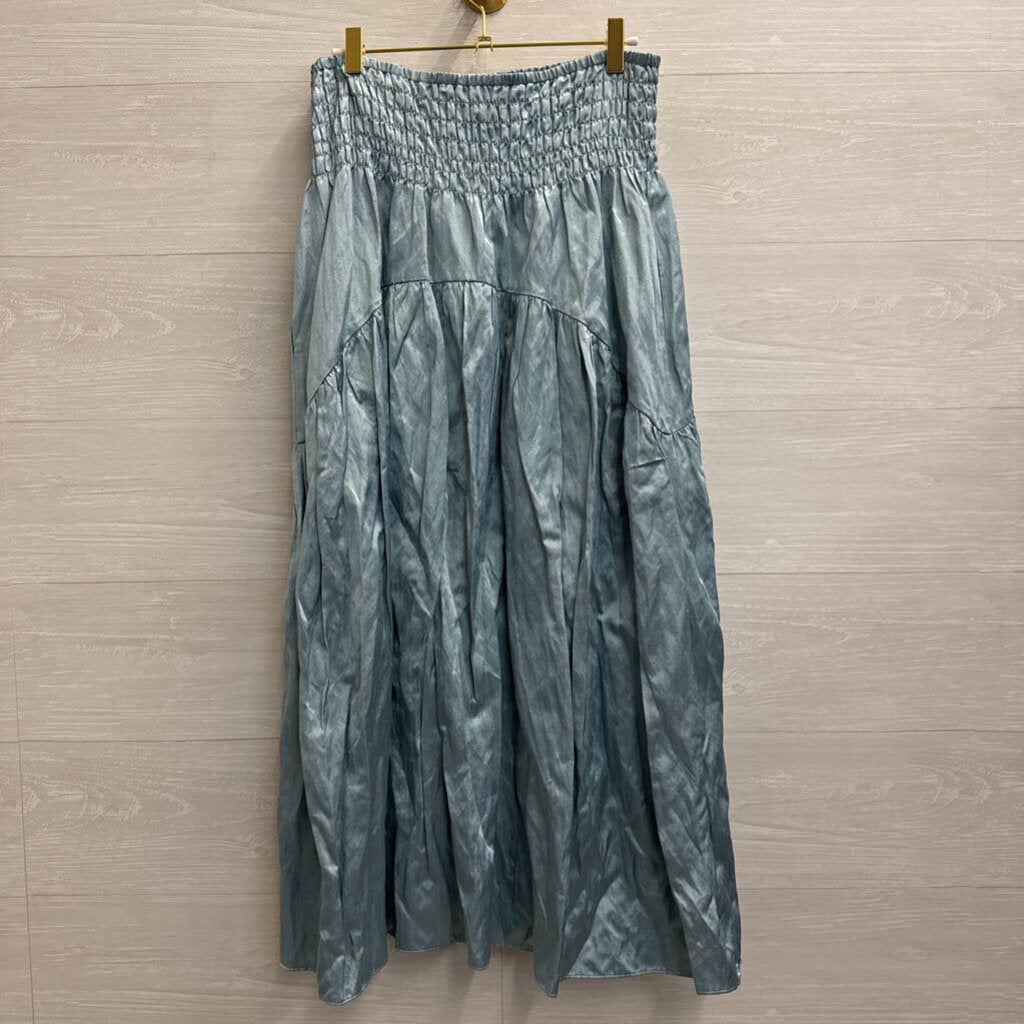 Vince Blue Silky Smocked Waist Maxi Skirt Large