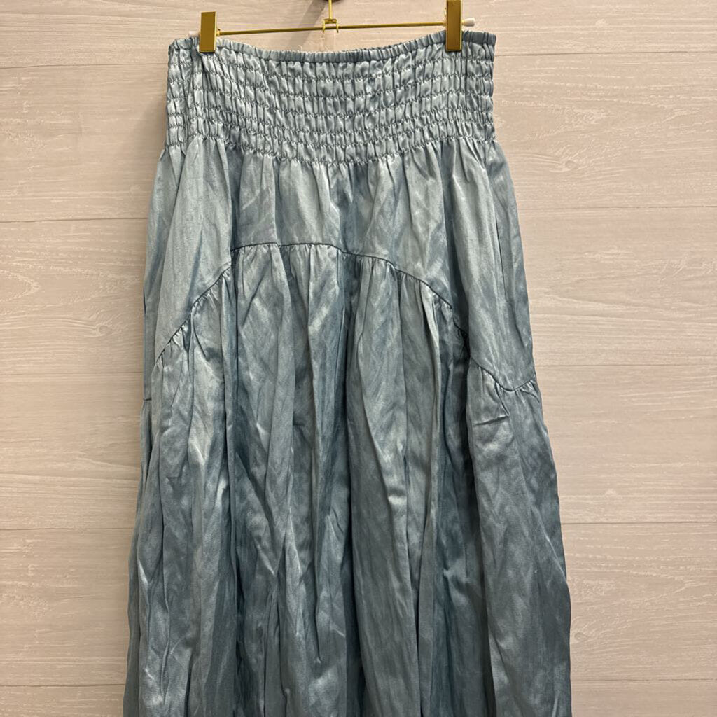 Vince Blue Silky Smocked Waist Maxi Skirt Large