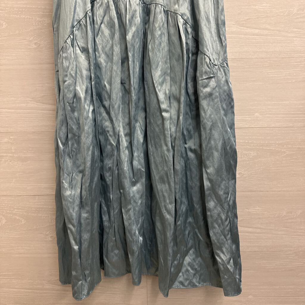 Vince Blue Silky Smocked Waist Maxi Skirt Large