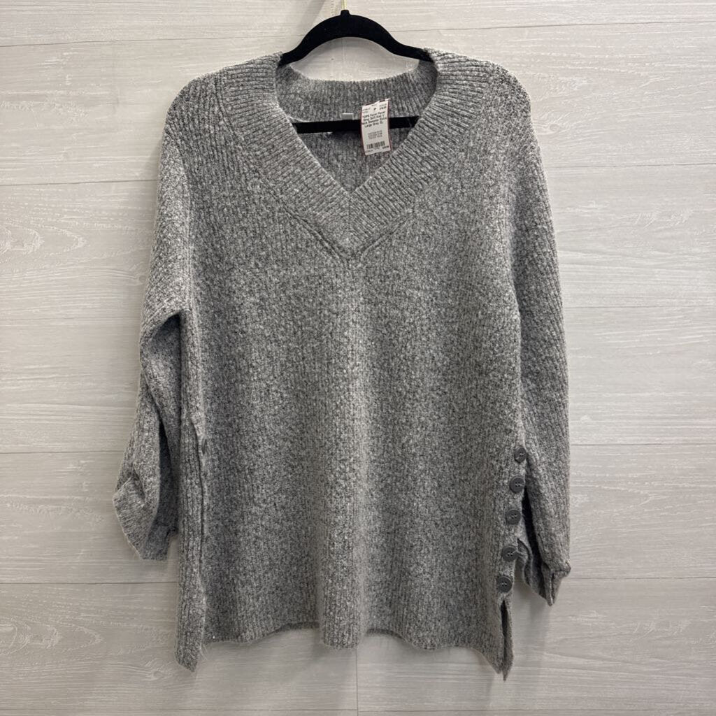 Fever Grey Soft Knit V Neck Sweater Extra Large