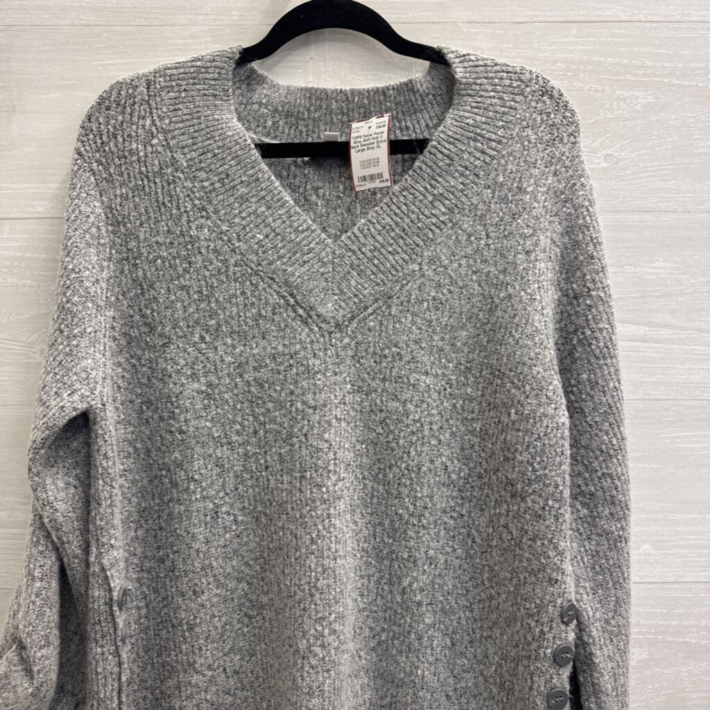Fever Grey Soft Knit V Neck Sweater Extra Large