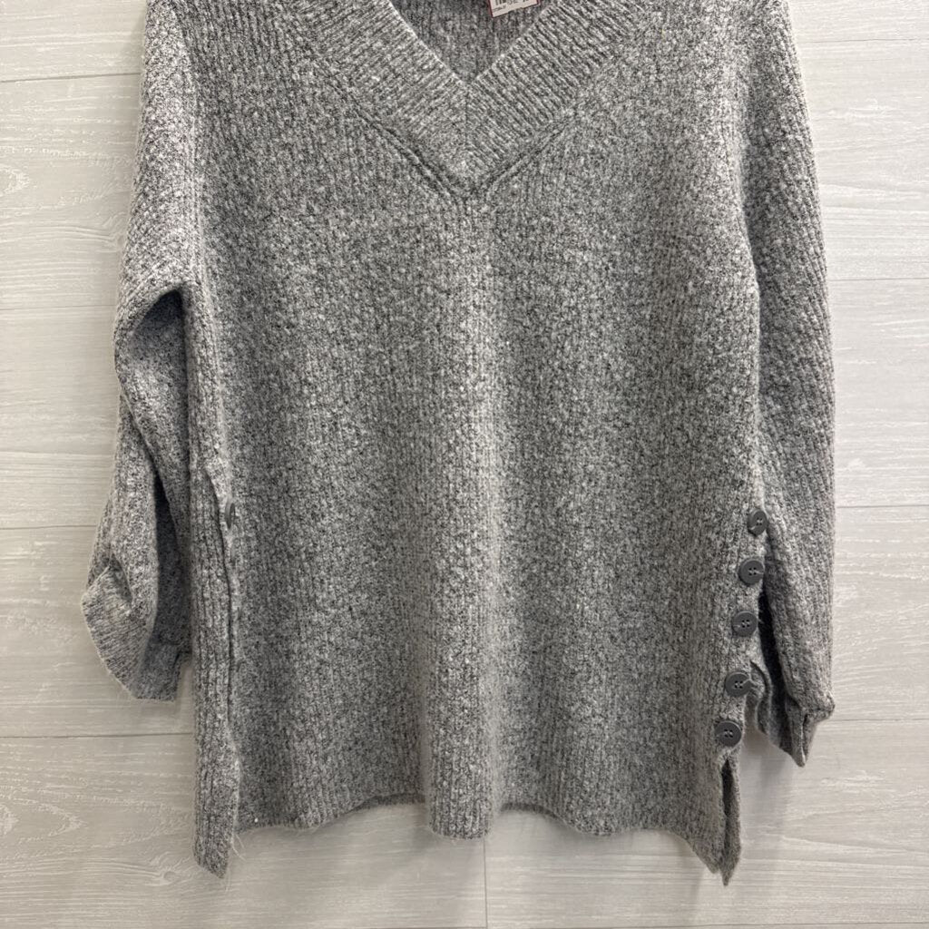 Fever Grey Soft Knit V Neck Sweater Extra Large
