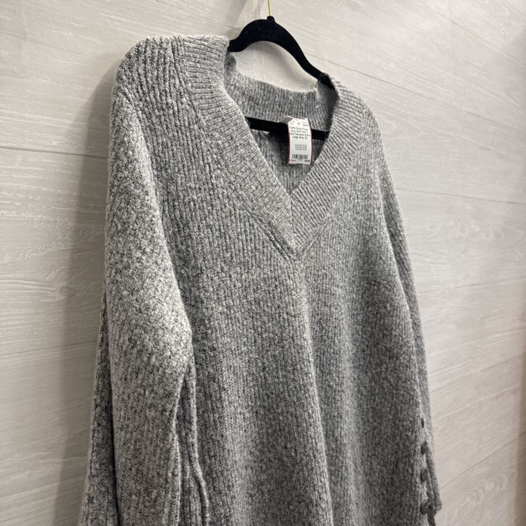 Fever Grey Soft Knit V Neck Sweater Extra Large