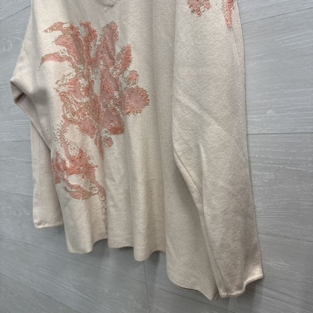 Chicos Pink Print Detail V Neck Sweater XXL