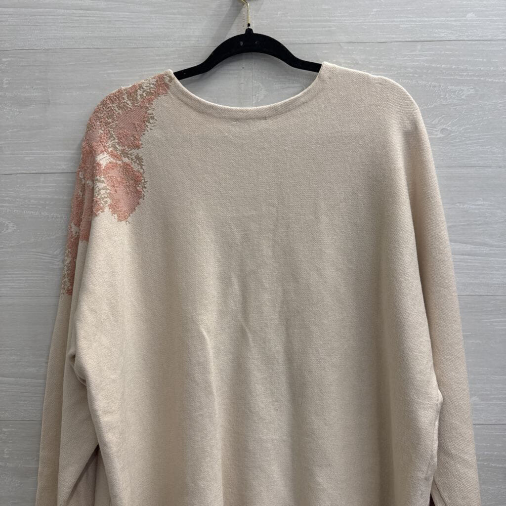 Chicos Pink Print Detail V Neck Sweater XXL