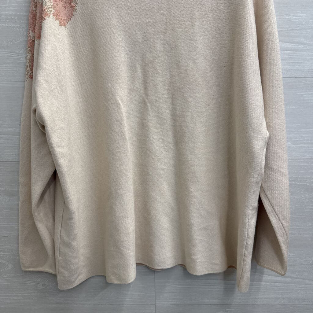 Chicos Pink Print Detail V Neck Sweater XXL