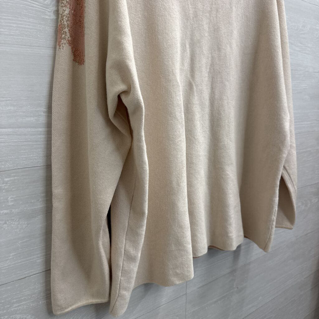 Chicos Pink Print Detail V Neck Sweater XXL