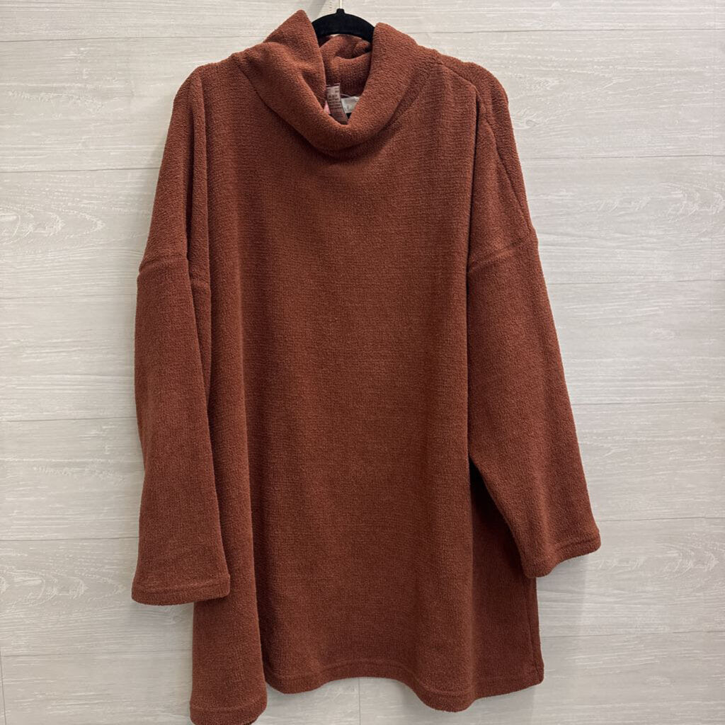 FP Beach Brown Soft Knit Long Sleeve Turtleneck Dress Large