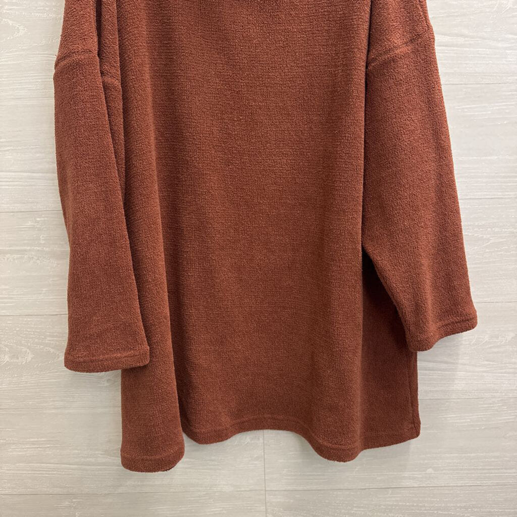 FP Beach Brown Soft Knit Long Sleeve Turtleneck Dress Large