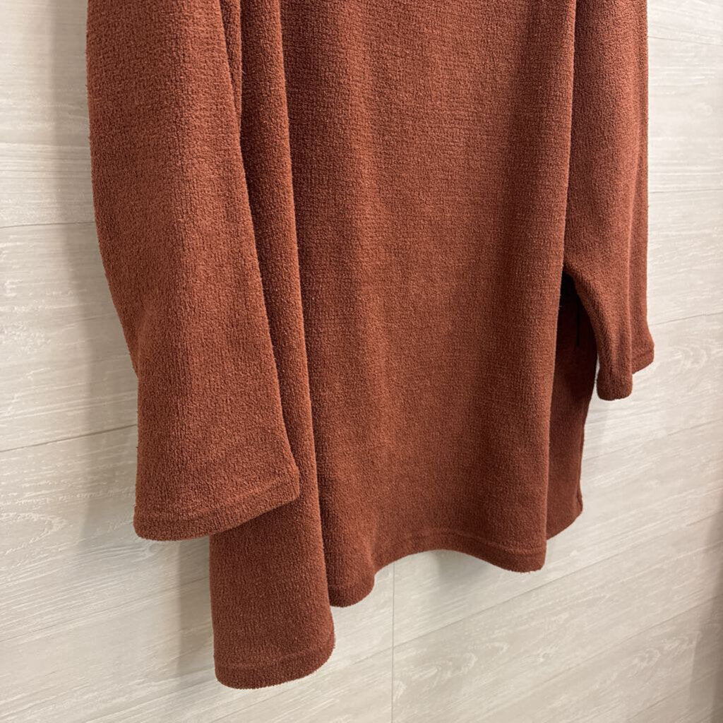 FP Beach Brown Soft Knit Long Sleeve Turtleneck Dress Large