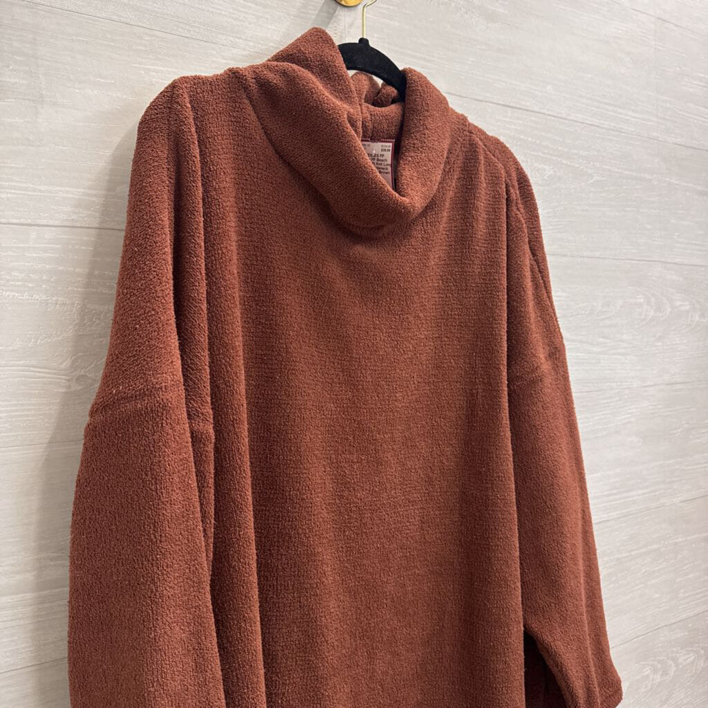 FP Beach Brown Soft Knit Long Sleeve Turtleneck Dress Large