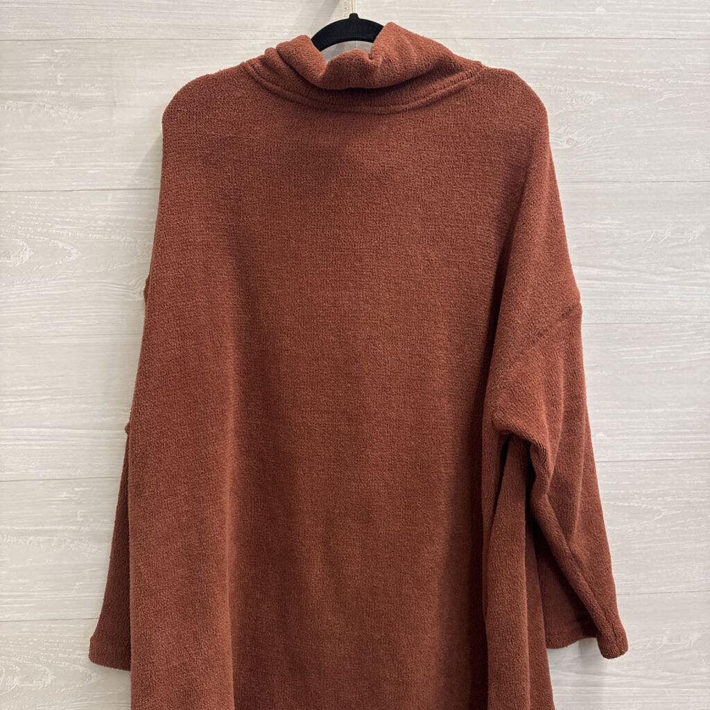 FP Beach Brown Soft Knit Long Sleeve Turtleneck Dress Large