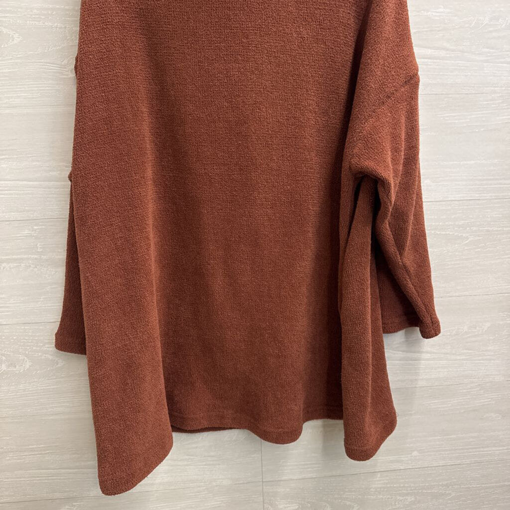 FP Beach Brown Soft Knit Long Sleeve Turtleneck Dress Large