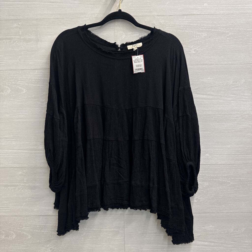 KyeMi Black Long Sleeve Boxy Top Medium