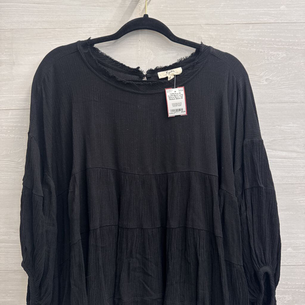 KyeMi Black Long Sleeve Boxy Top Medium