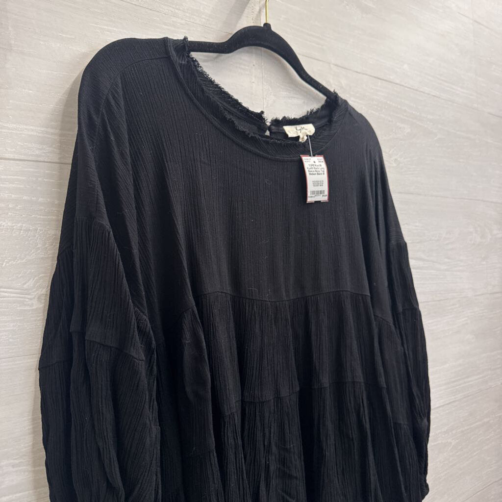 KyeMi Black Long Sleeve Boxy Top Medium