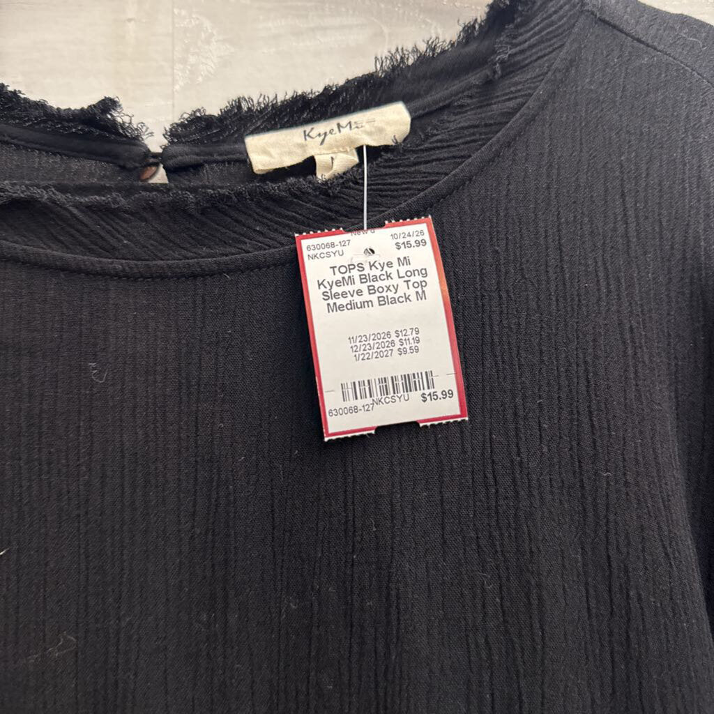 KyeMi Black Long Sleeve Boxy Top Medium