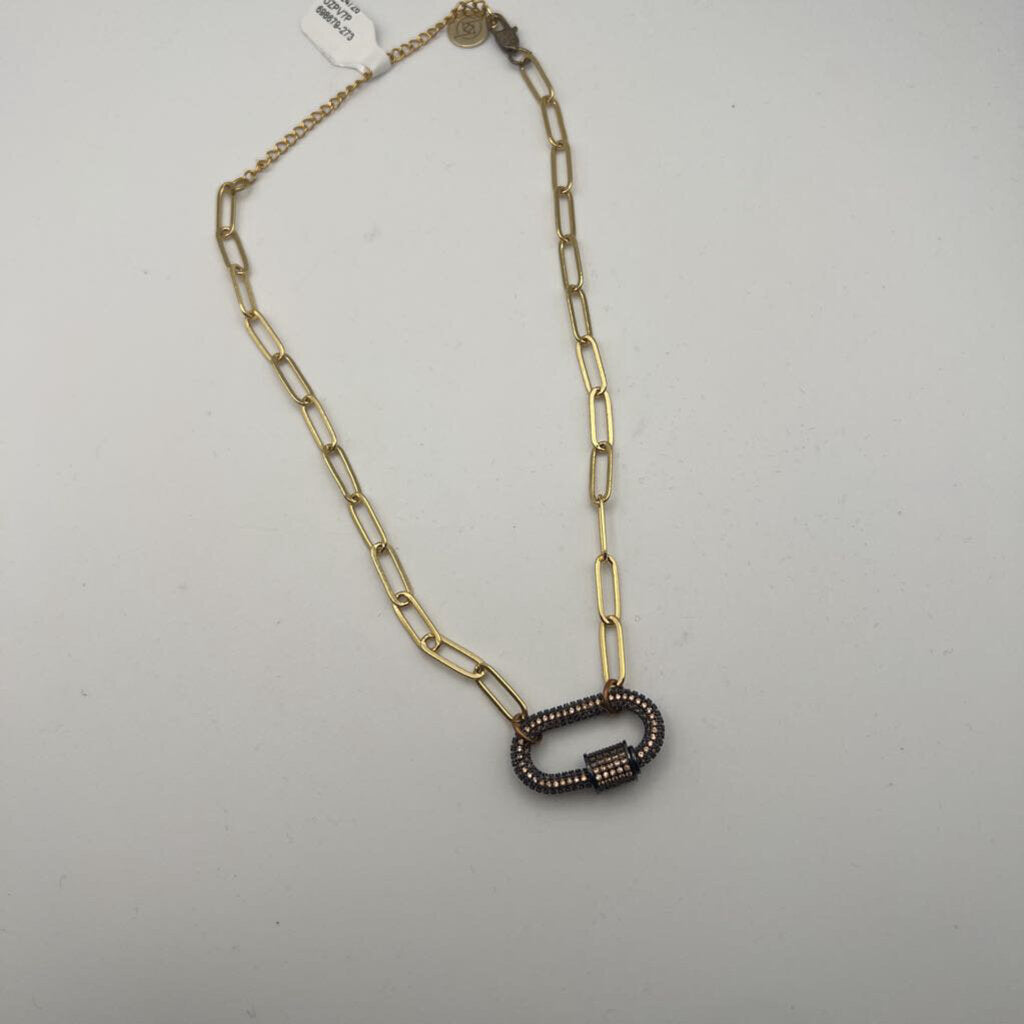 Gold Carabiner Paperclip Chain Necklace