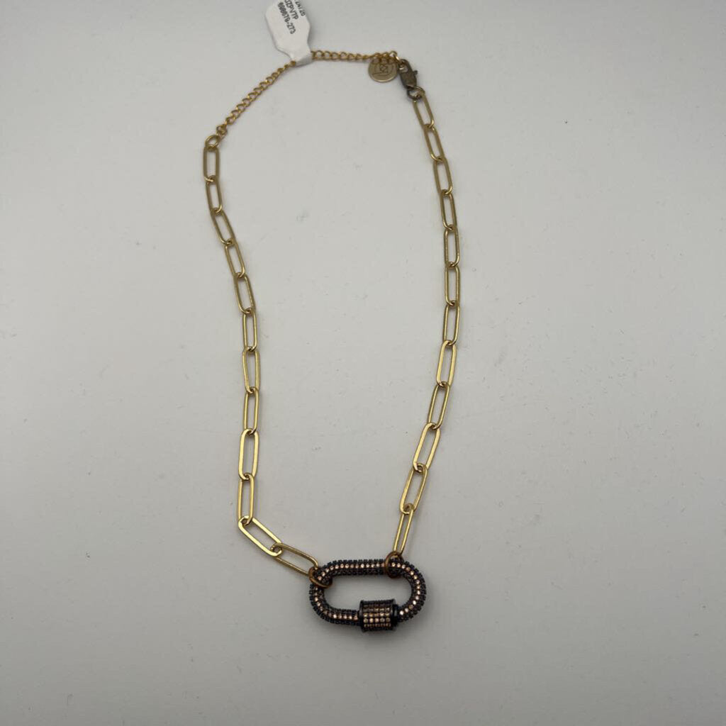 Gold Carabiner Paperclip Chain Necklace