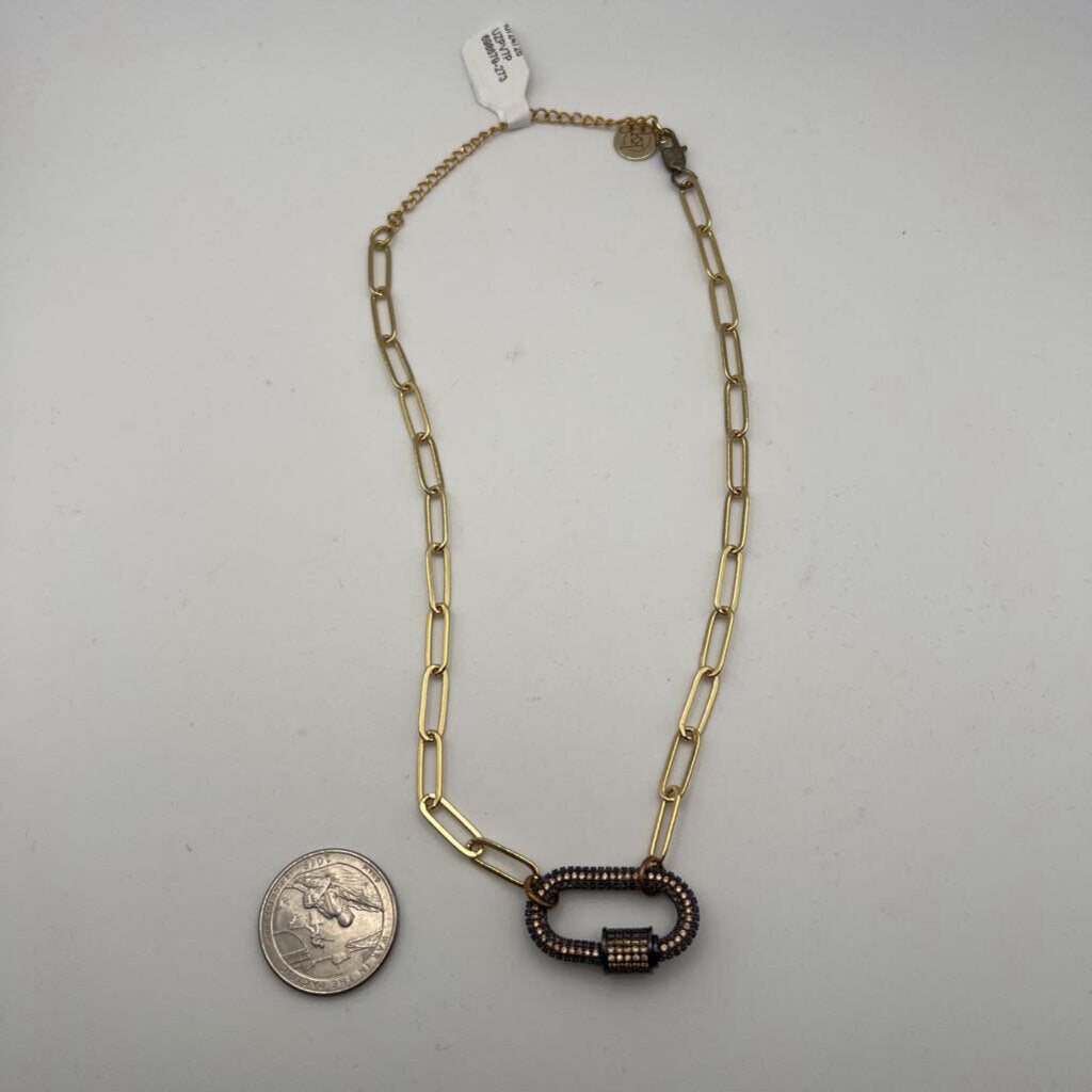 Gold Carabiner Paperclip Chain Necklace