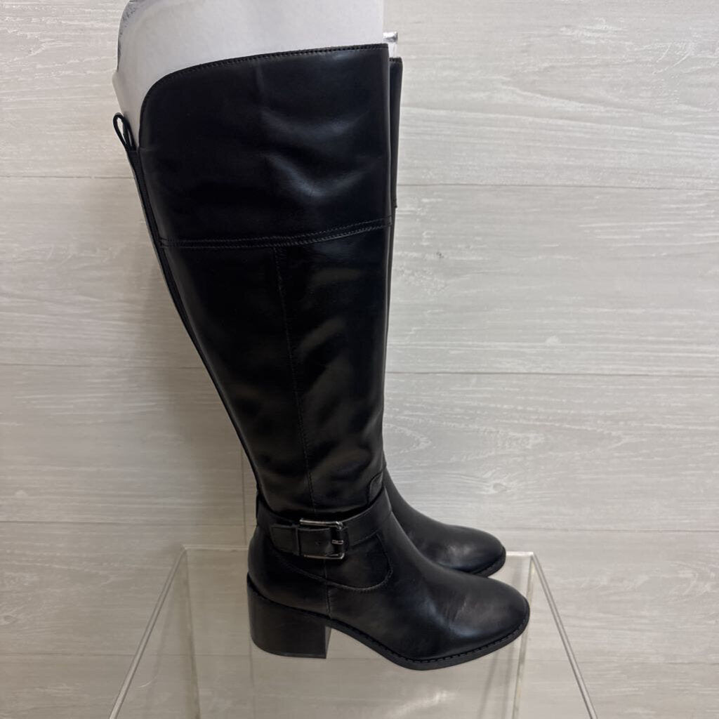 Marc Fisher Black Leather Riley Wide Calf Tall Boots 5
