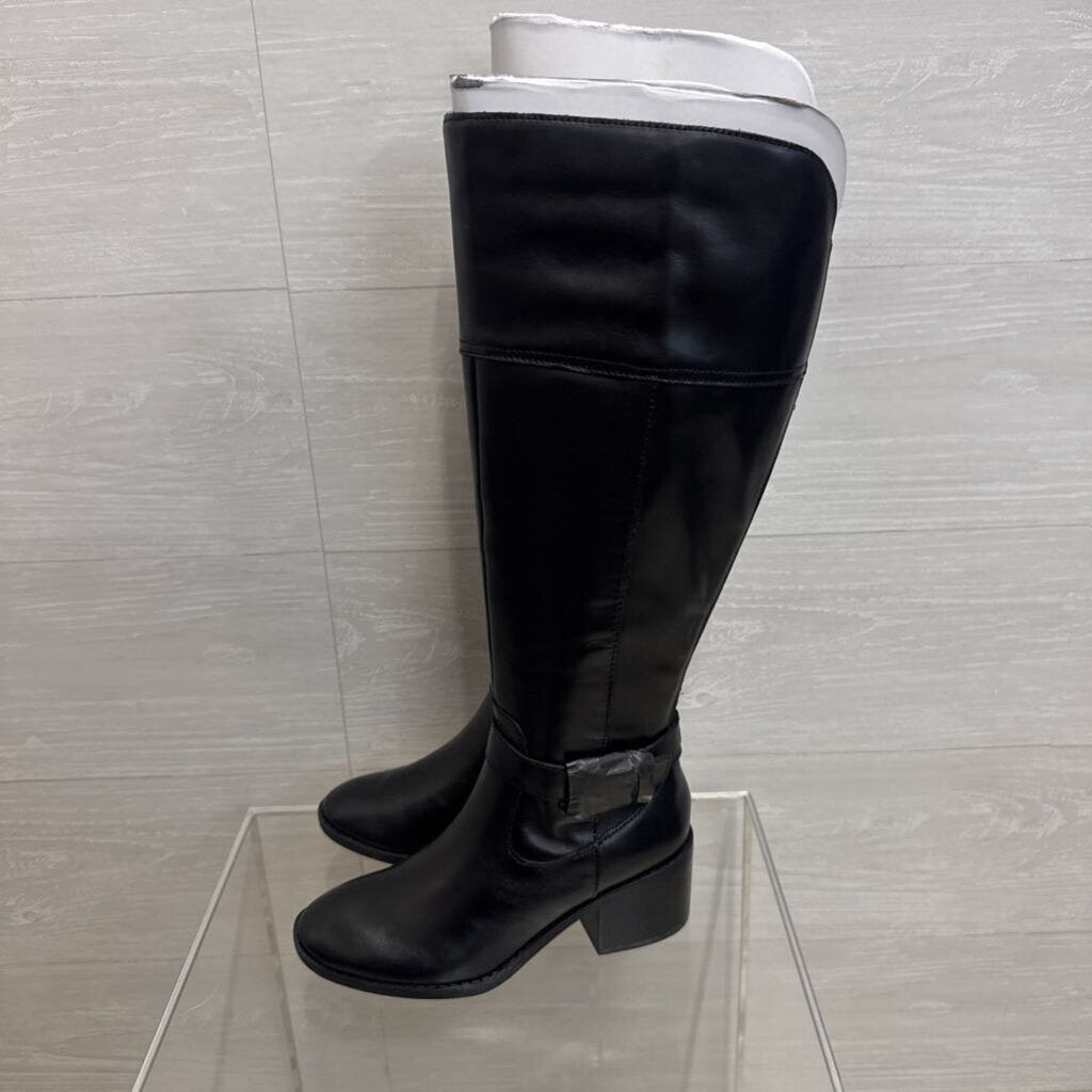 Marc Fisher Black Leather Riley Wide Calf Tall Boots 5