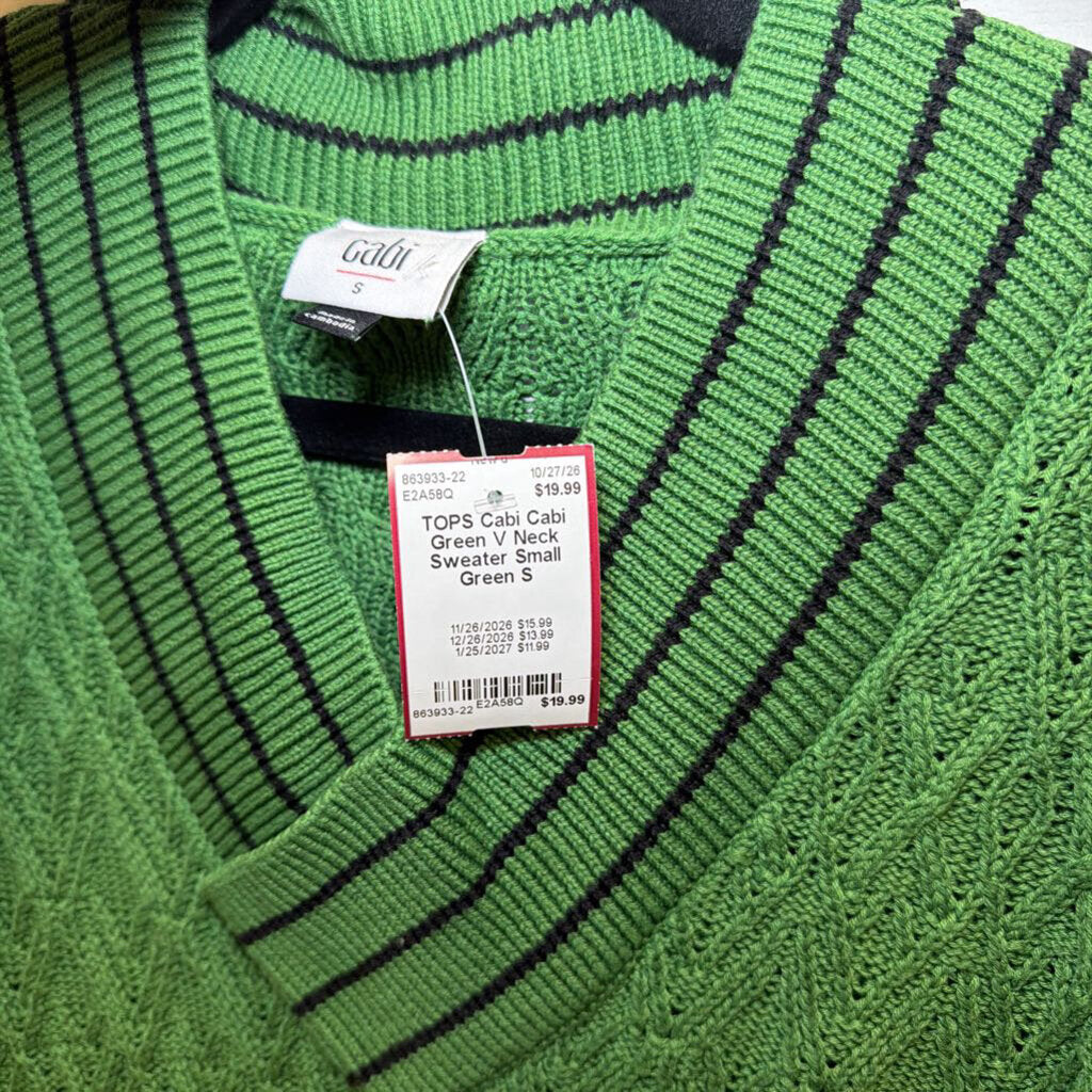 Cabi Green V Neck Sweater Small