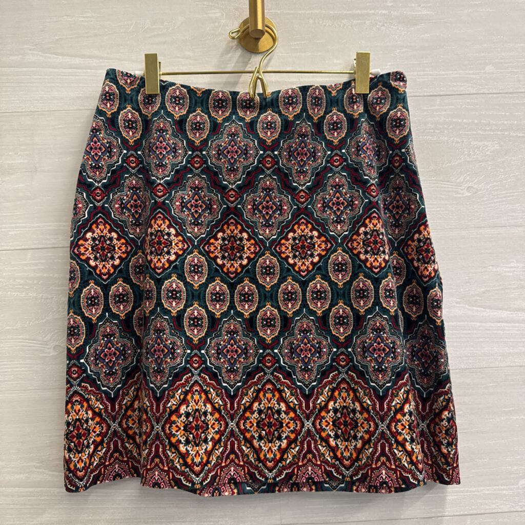 Loft Green/ Multi Corduroy Print Skirt 6