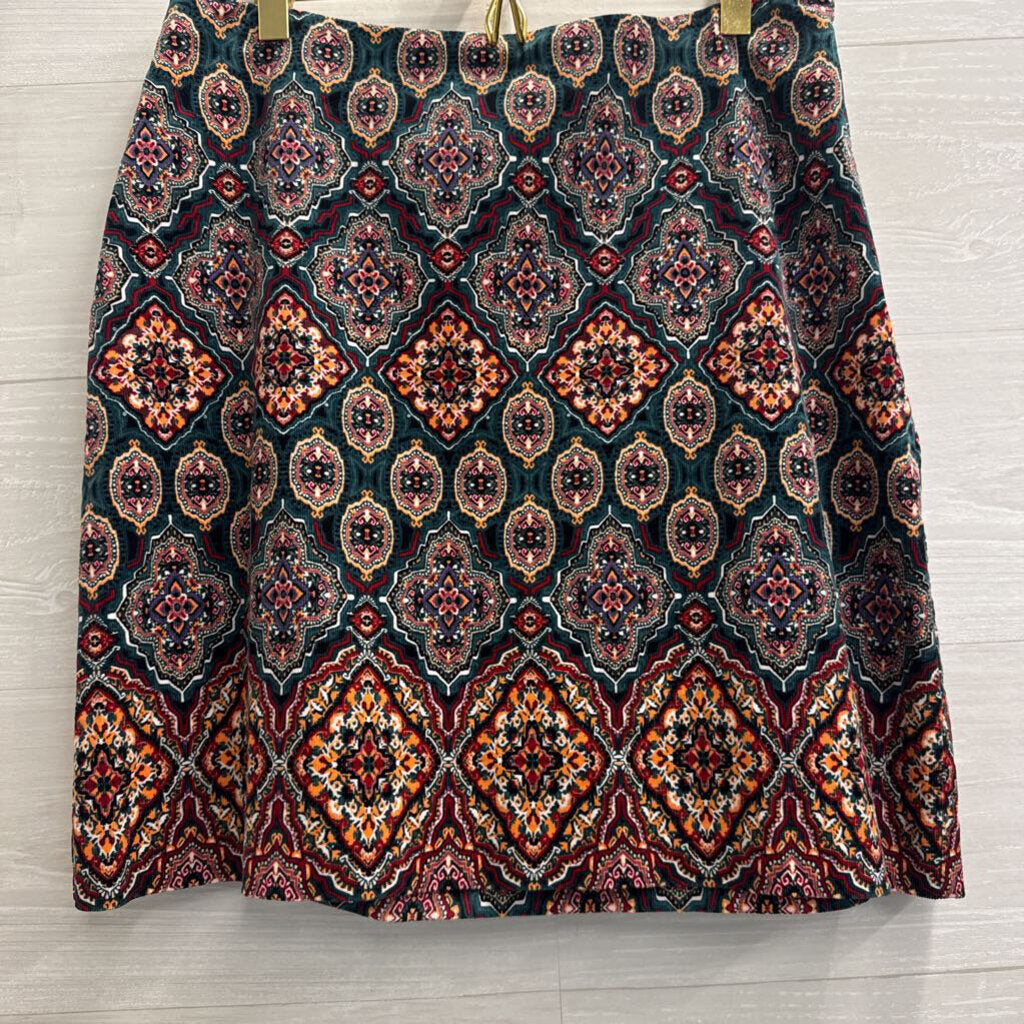 Loft Green/ Multi Corduroy Print Skirt 6