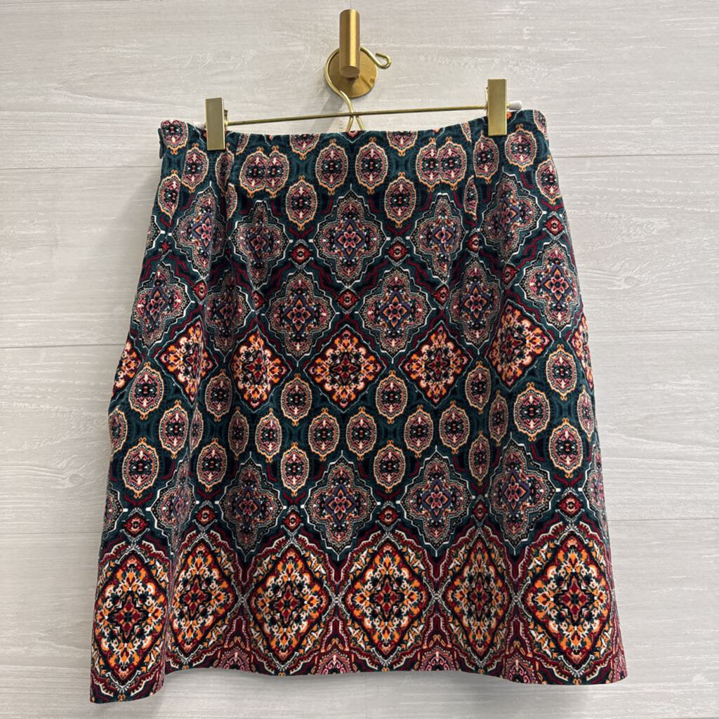 Loft Green/ Multi Corduroy Print Skirt 6