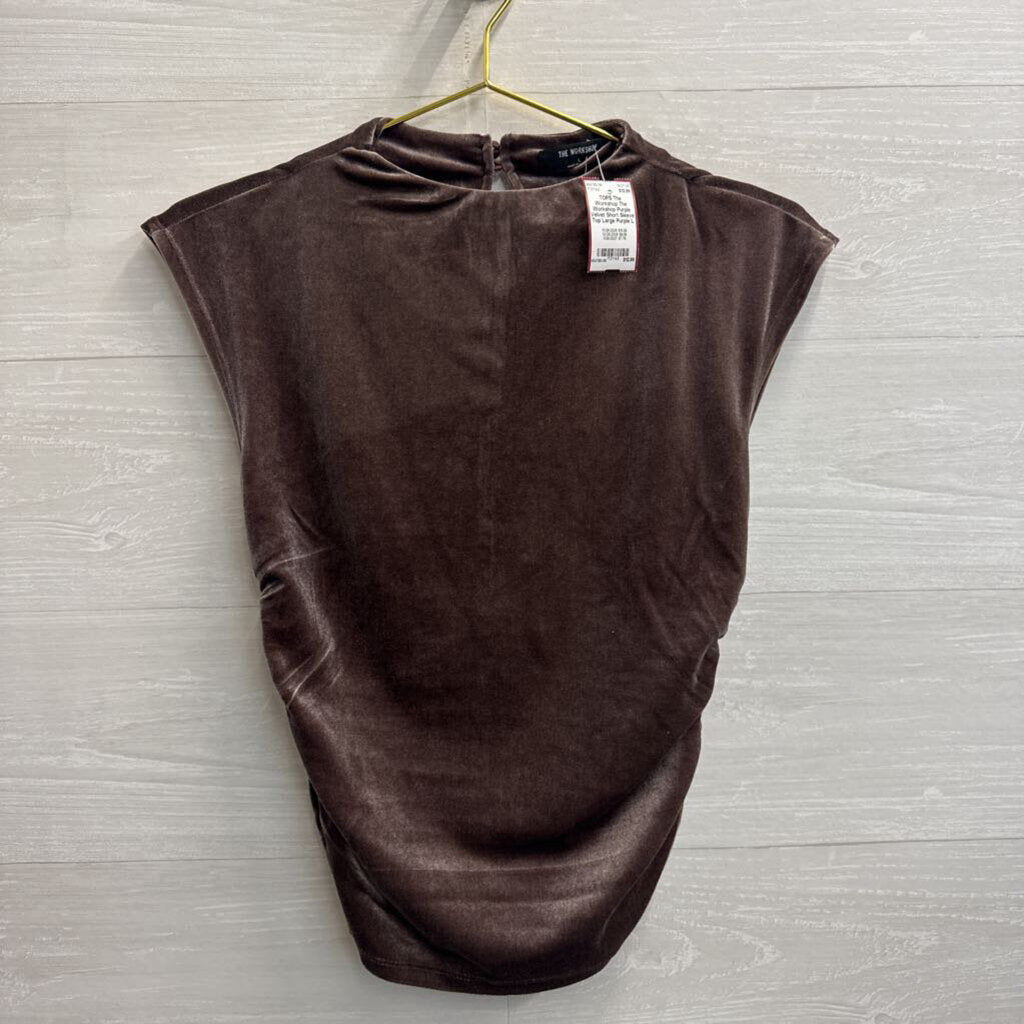 The Workshop Purple Velvet Short Sleeve Top Large