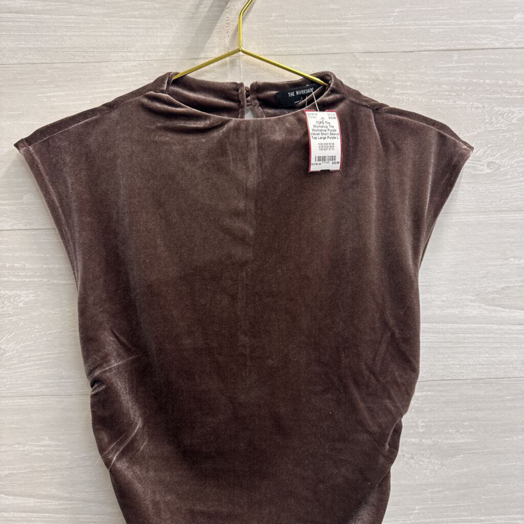 The Workshop Purple Velvet Short Sleeve Top Large