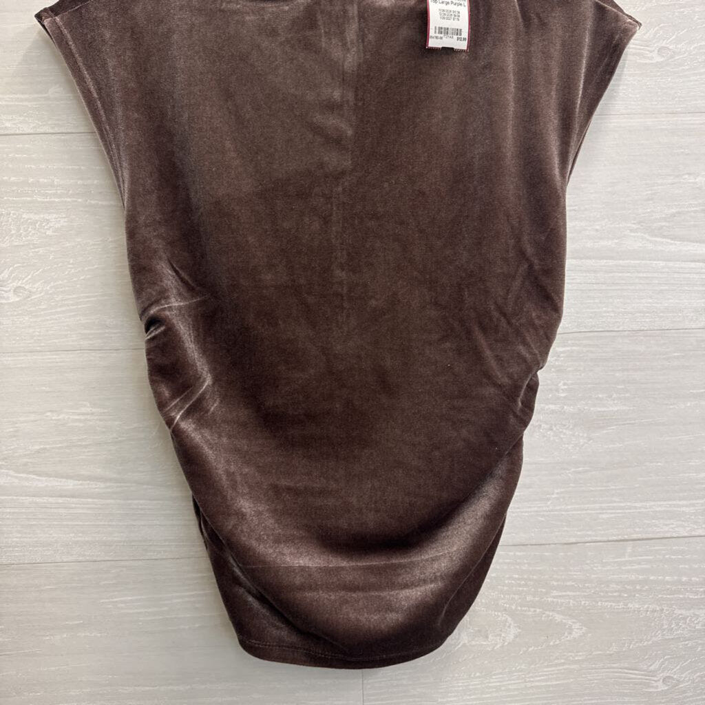 The Workshop Purple Velvet Short Sleeve Top Large