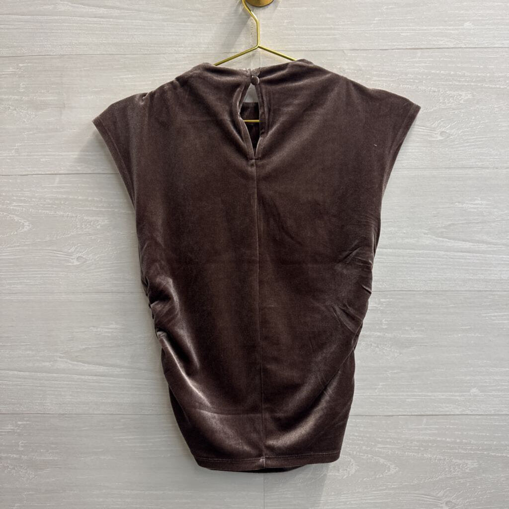 The Workshop Purple Velvet Short Sleeve Top Large