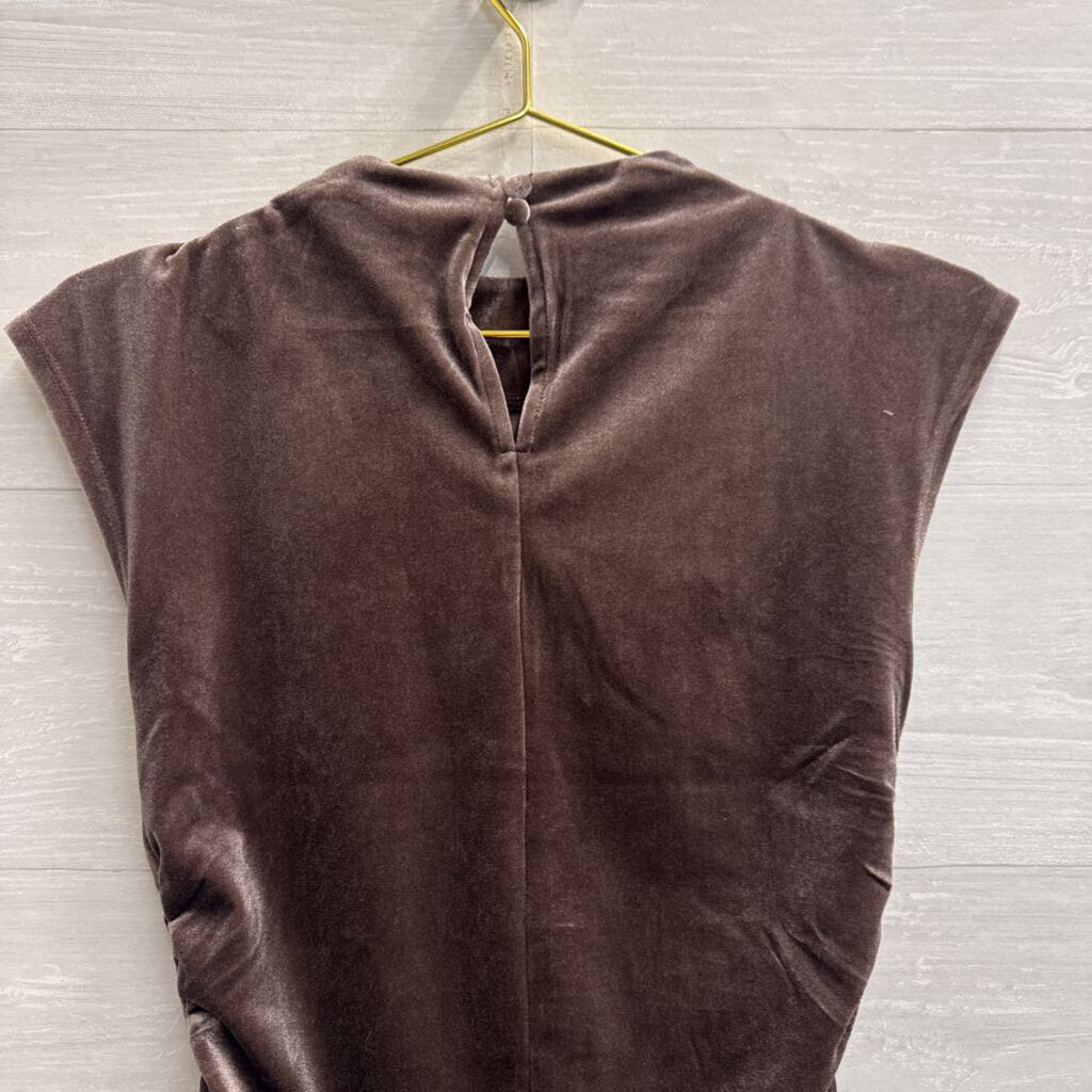 The Workshop Purple Velvet Short Sleeve Top Large