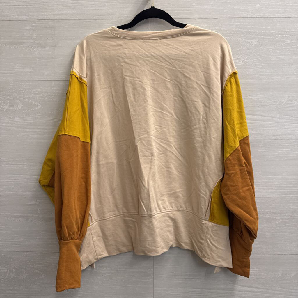 Fantastic Fawn Cream/ Multi Sequin Fall Print Long Sleeve Top Small