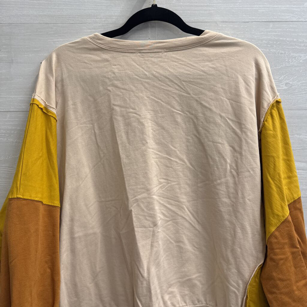 Fantastic Fawn Cream/ Multi Sequin Fall Print Long Sleeve Top Small