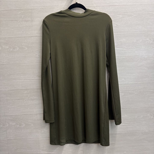 Leith Green Ribbed Long Sleeve Mock Neck Dress Medium