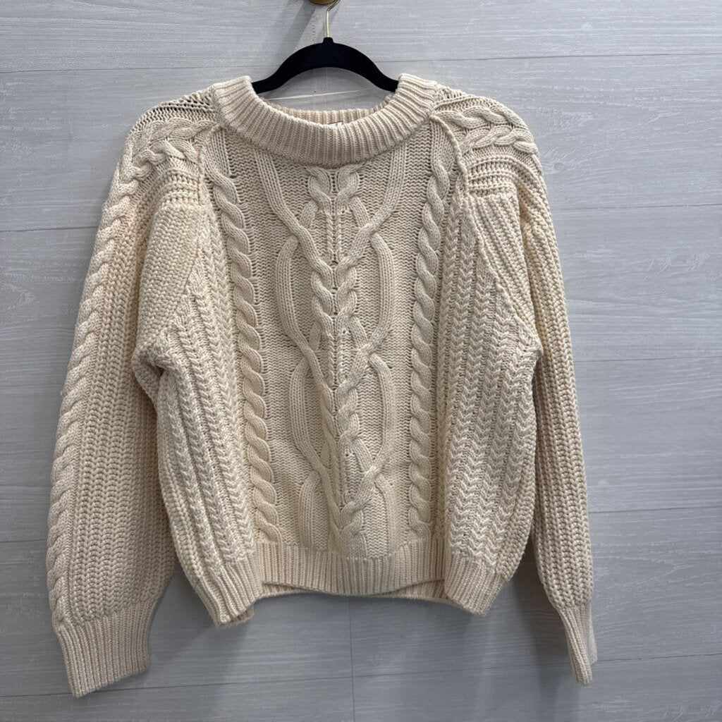 Free People Cream Cable Knit Chunky Sweater Medium