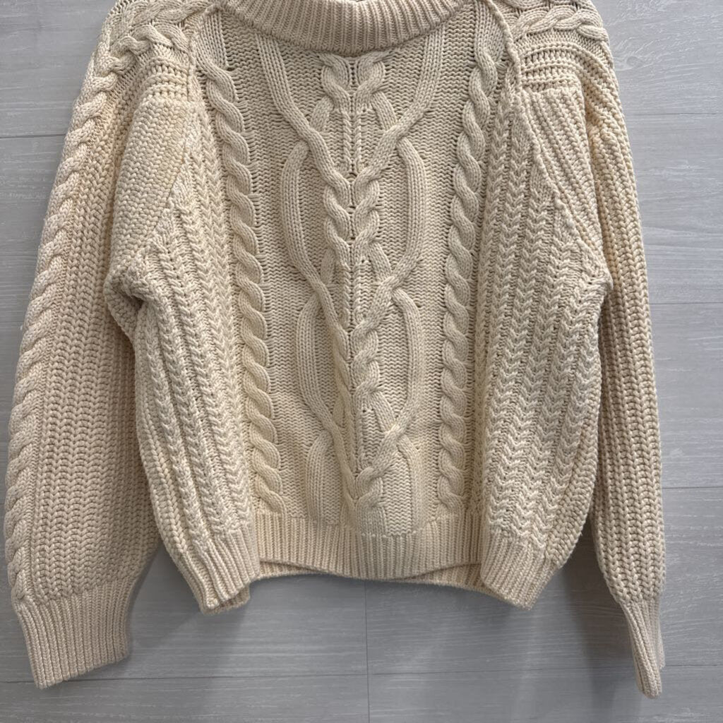 Free People Cream Cable Knit Chunky Sweater Medium