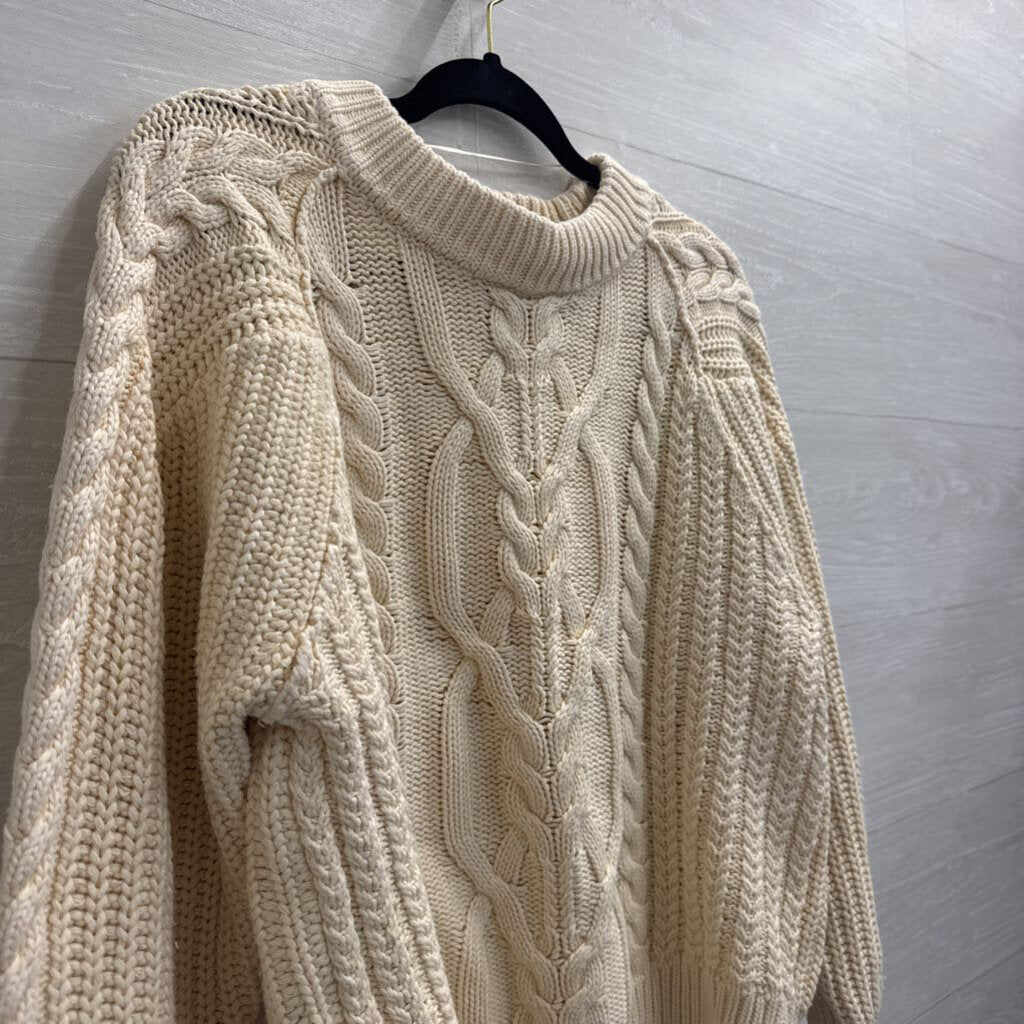 Free People Cream Cable Knit Chunky Sweater Medium